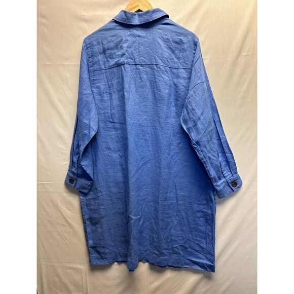 NWT J Jill XL Love Linen Blue Ginger Shirt Dress w/ Pockets Casual Lightweight - Picture 8 of 8
